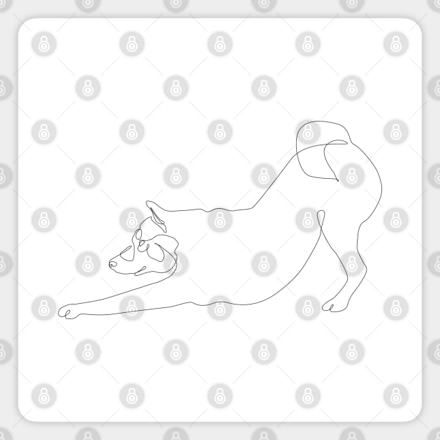 One line Shiba Inu Downward Dog Magnet by huebucket